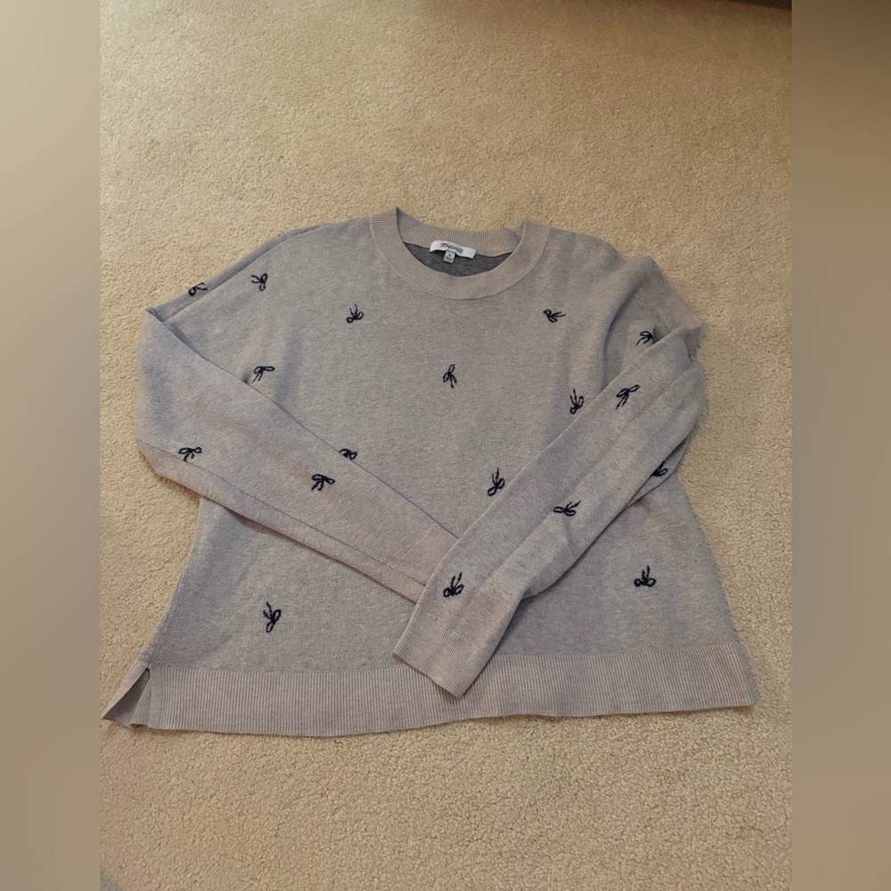 Madewell Bow Jacquard Pullover Sweater